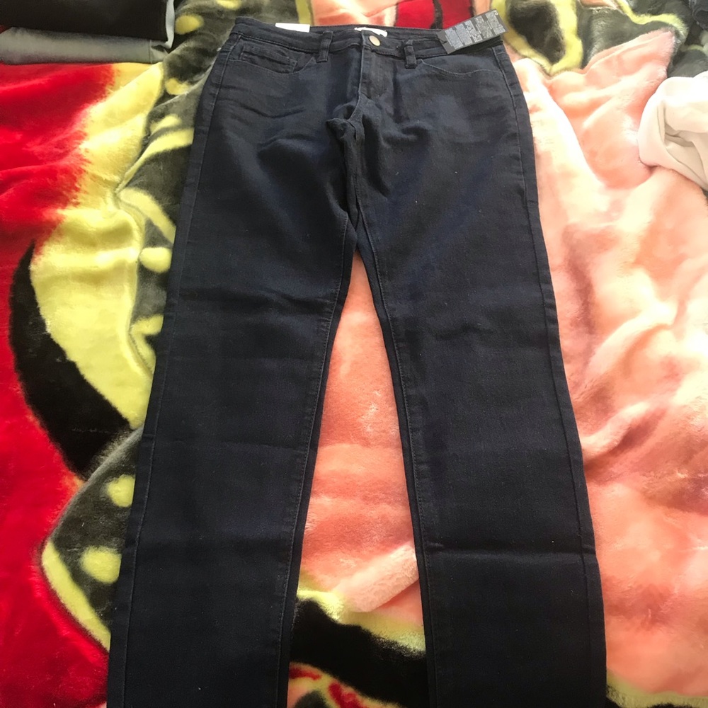 Dark blue mid-rise skinny jeans,size:27